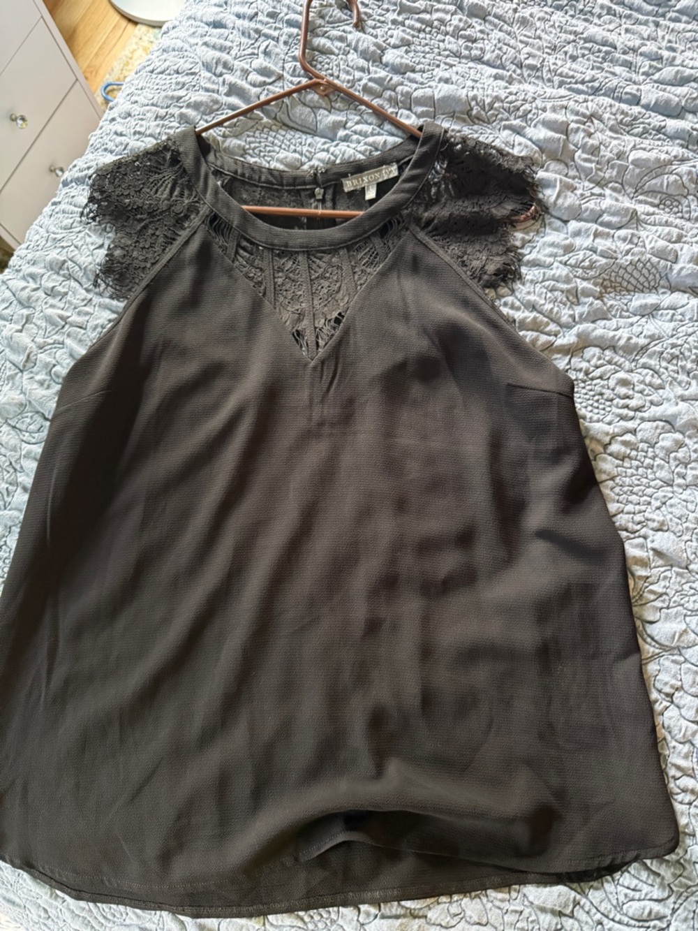 Brixon Ivy Black Lace-Yoke Sleeveless Camisole